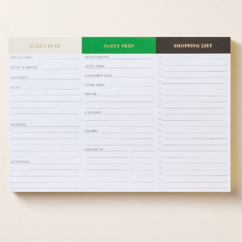 Kate Spade x Target Party Planning or To Do Notepad NWT